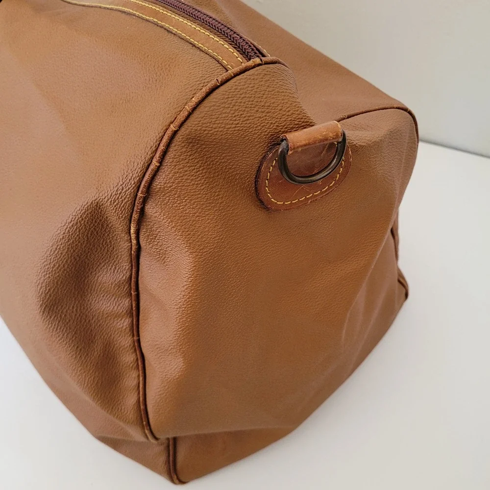 Hunting World Vintage Tan Leather Trim Duffel Bag Travel Weekender Large